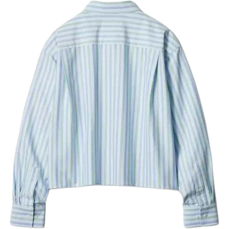 Uniqlo Коллаборация JW Anderson Весна/Лето 26 Винтажная Свободный крой Опущенные плечи В полоску Остроконечный воротник Для поездок на работу Рубашка с длинным рукавом Женские рубашки 488522-61