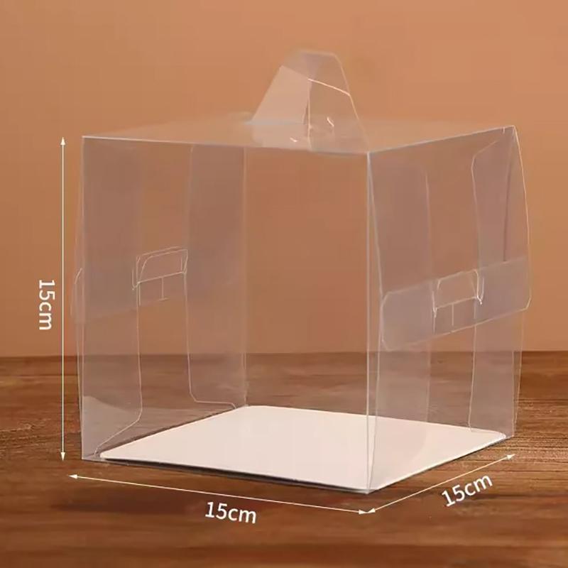 Прозрачная ручка для торта, мини-квадратный мусс, слоеное тесто, пластиковые упаковочные коробки, 5-дюймовая 6-дюймовая маленькая портативная коробка для выпечки десертов