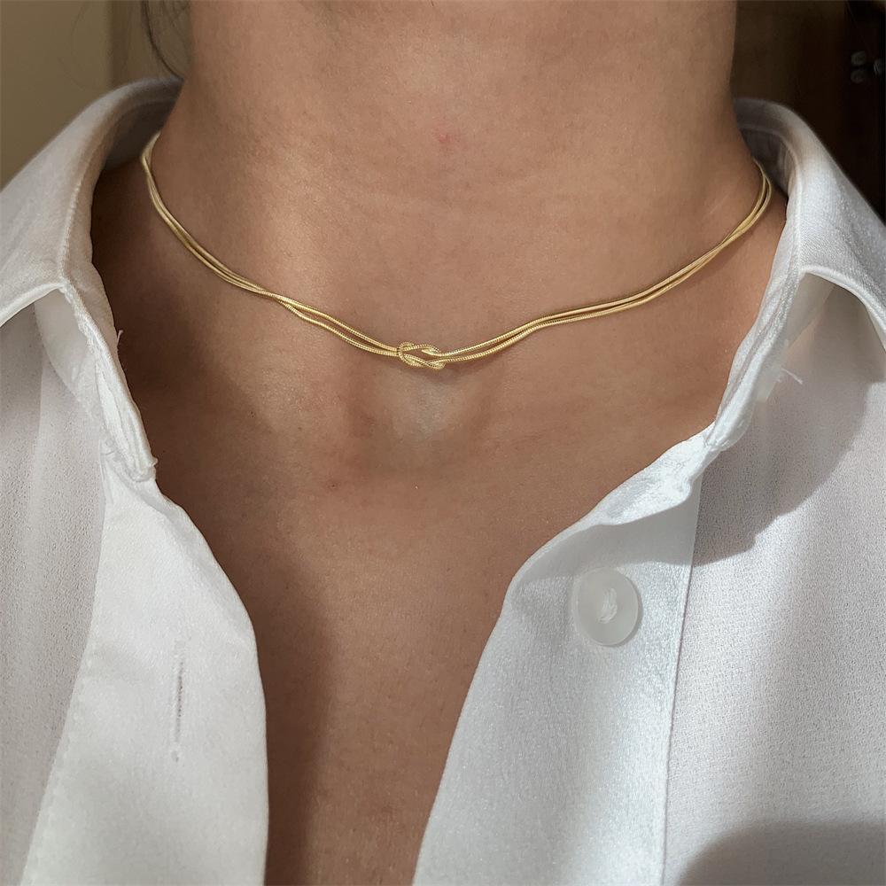 Custom Stainless Steel PVD Women Square Snake Necklace Chain Love 14k Gold Knot Bracelets for Men