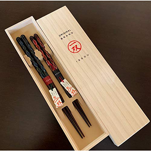 Подарочный набор лакированной посуды Yamaya, Пара палочек для еды, Идеально для ланч-боксов, Сделано в Японии (вспышка)