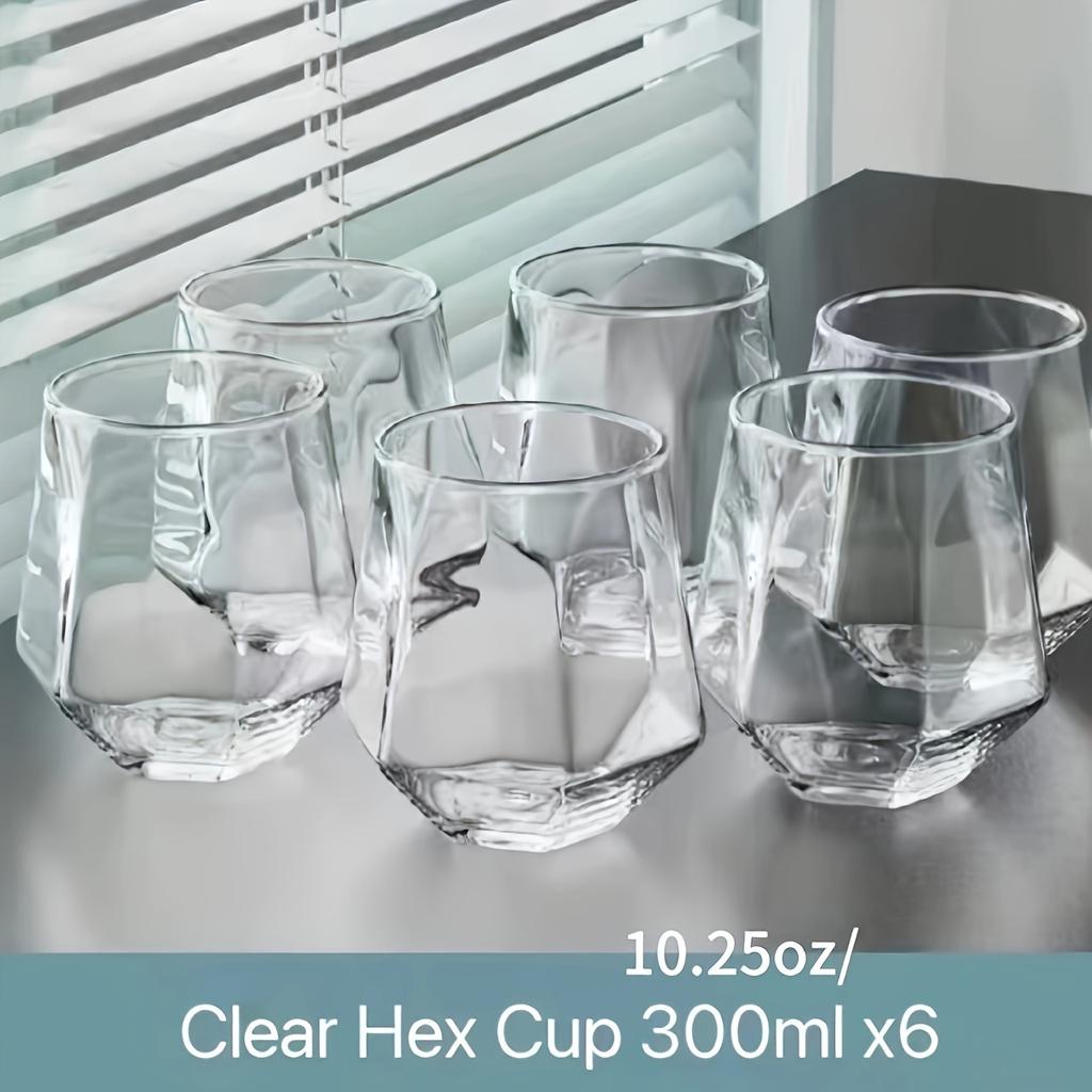 6pcs Geometric Glass Cups Heat Resistant Whisky Glasses Drinking Glasses For Juice Milk Tea And More Summer Winter Drinkware