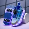 Кеды на колесиках для мальчиков, роликовые кеды 225 новые женские кеды на колесиках, четырехколесные детские светящиеся ролики, обувь для зарядки