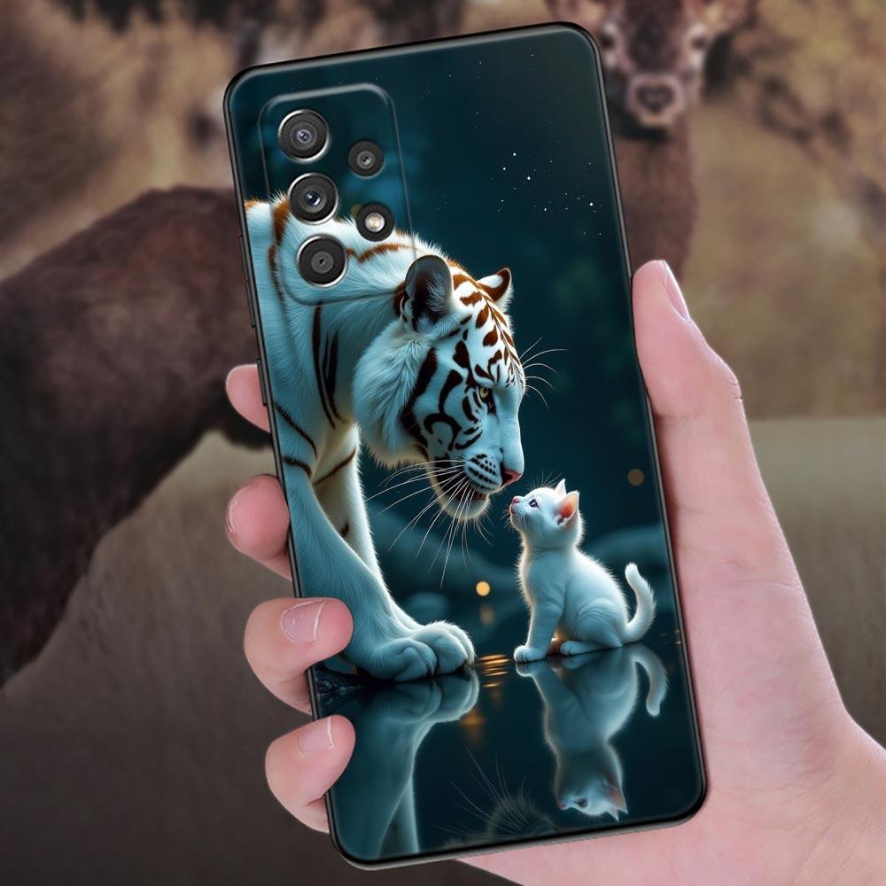 Чехол для телефона Волк Лев Кот для Samsung Galaxy A57 A56 A37 A55 A36 5G A26 A54 A52 A35 A34 A25 A17 A16 A15 A07 A06 Мягкий чехол