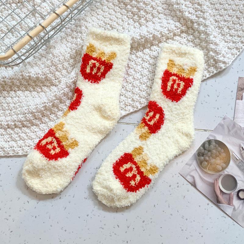 Cute Coral Fleece Socks Plush Cotton Socks Thickened Home Sleep Warm Fluffy Floor Socks Winter