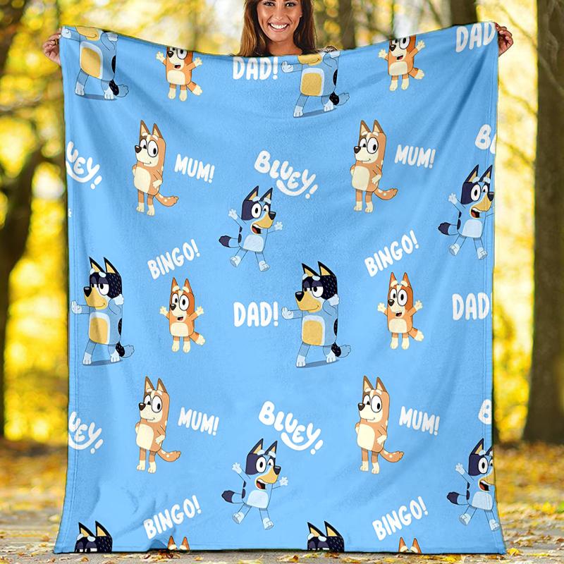Bluey Theme Printed Blanket Perfect For Couch Bed Travel Outdoor Use Machine Washable Cozy Durable