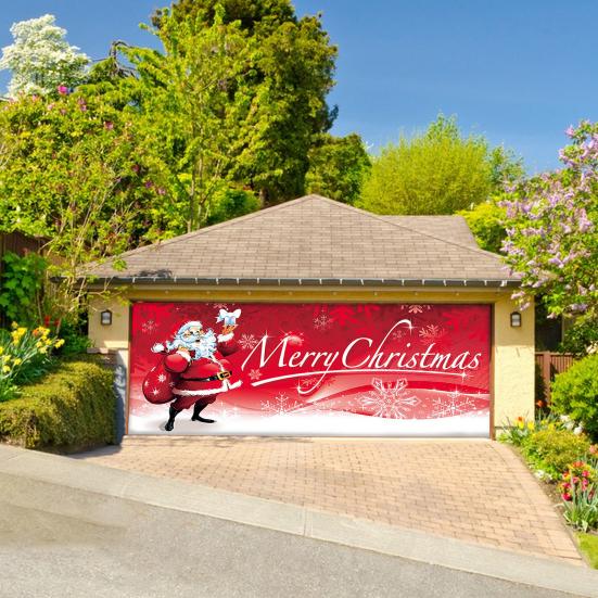 480x210 см Рождественский гобелен на дверь гаража Санта-Лось Снеговик с принтом в помещении и на открытом воздухе праздник настенный баннер фон дверная крышка декоративная ткань