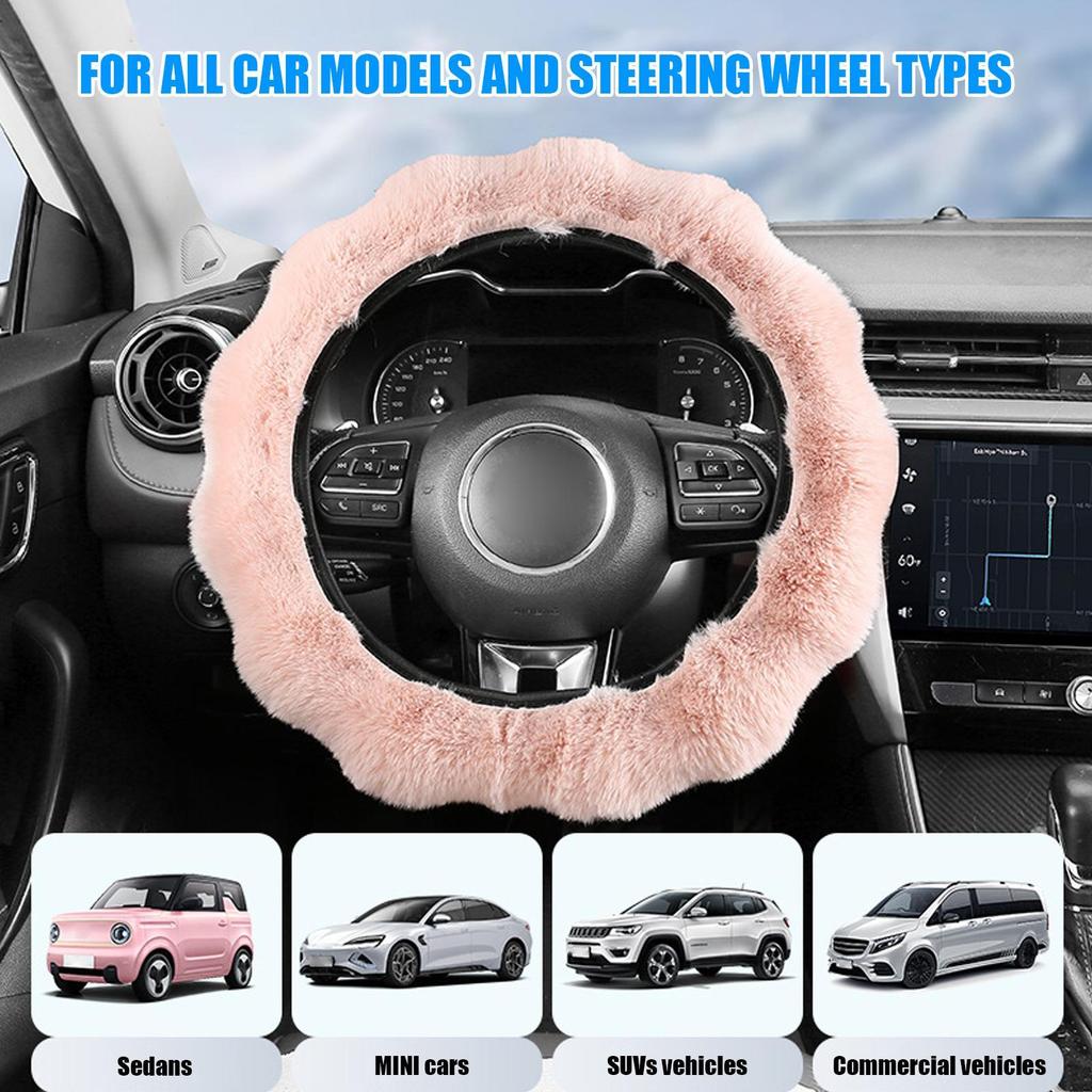 Plush Steering Wheel Cover Auto Interior Supplies Warm Car Steering Wheel Cover For Drivers Men Women Sedans Trucks SUVs RVs