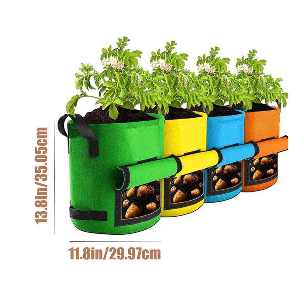 4 шт. мешки для выращивания картофеля с ручками и прозрачными крышками Дышащая ткань Горшок для томатов для сладкого картофеля, моркови Балкон Задний двор