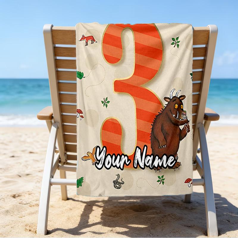 Custom Name Ultra-Soft Beach Towel with The Gruffalo Theme,Ideal for Pool - Camping, Diving - Perfect Travel Essential, Vibrant Beach Towel.