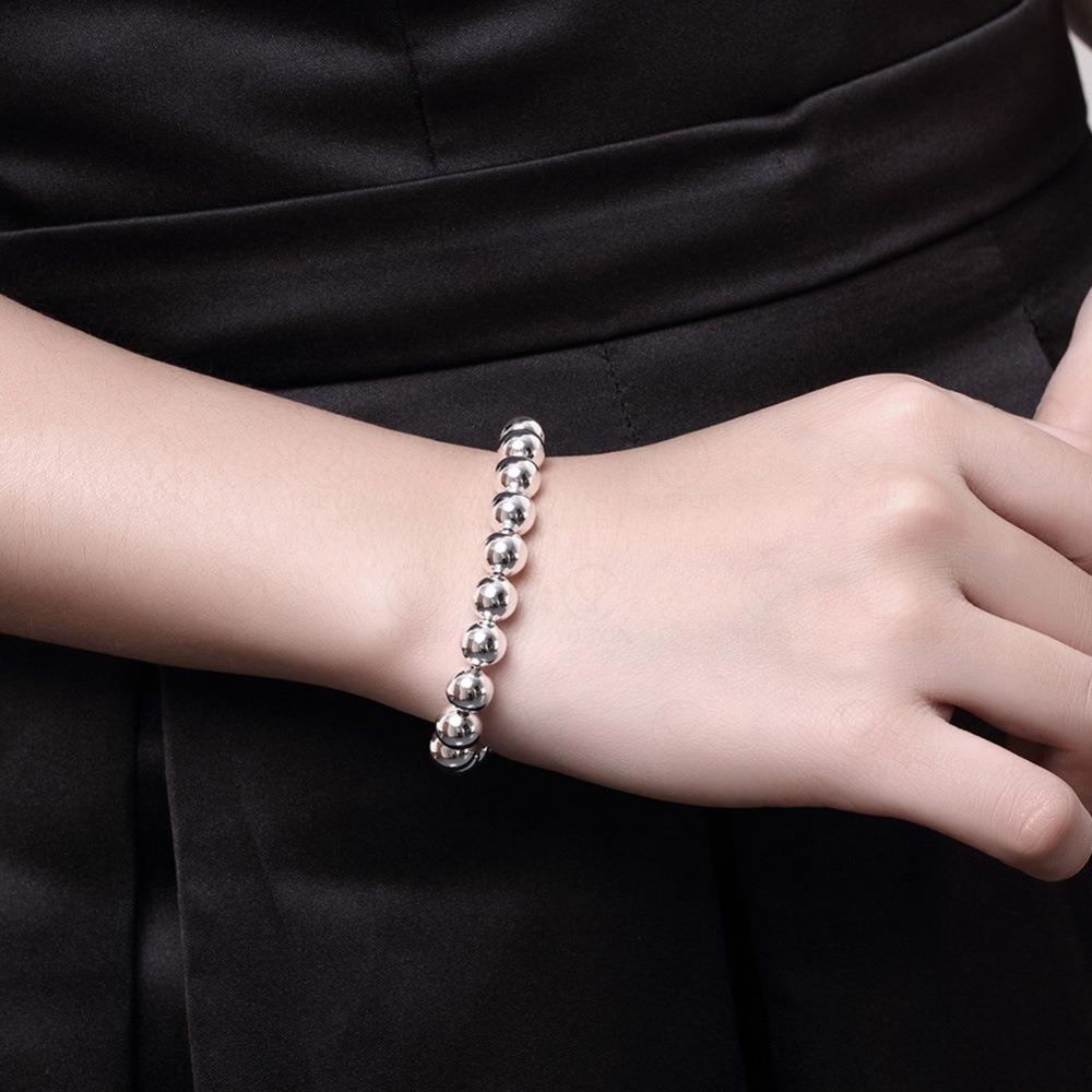 Elegant Silver Bracelet with 8MM Beads Fashion Jewelry Creative Gift for Women