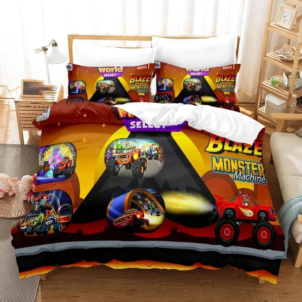 Cartoon B-Blaze Monster Machines Speed Bedding Set Boys Girls Twin Queen Size Duvet Cover Pillowcase Bed Kids Adult