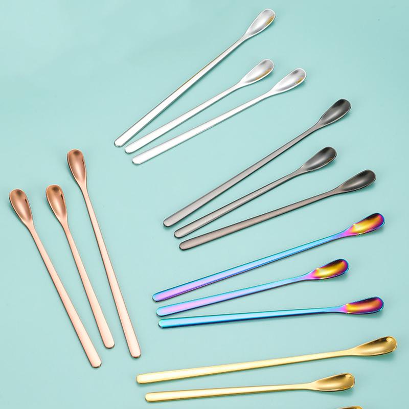 Ложка из нержавеющей стали для кофе, мороженого, десерта, чая, ложка для размешивания, для пикника, кухонные принадлежности, барные инструменты, ложка с длинной ручкой
