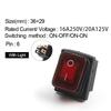 1PCS 36x29mm Heavy Duty Waterproof Rocker Switch 4/6Pin 2/3 Position Light Illuminated 16A 250V KCD4 DPDT Toggle Rocker Switch