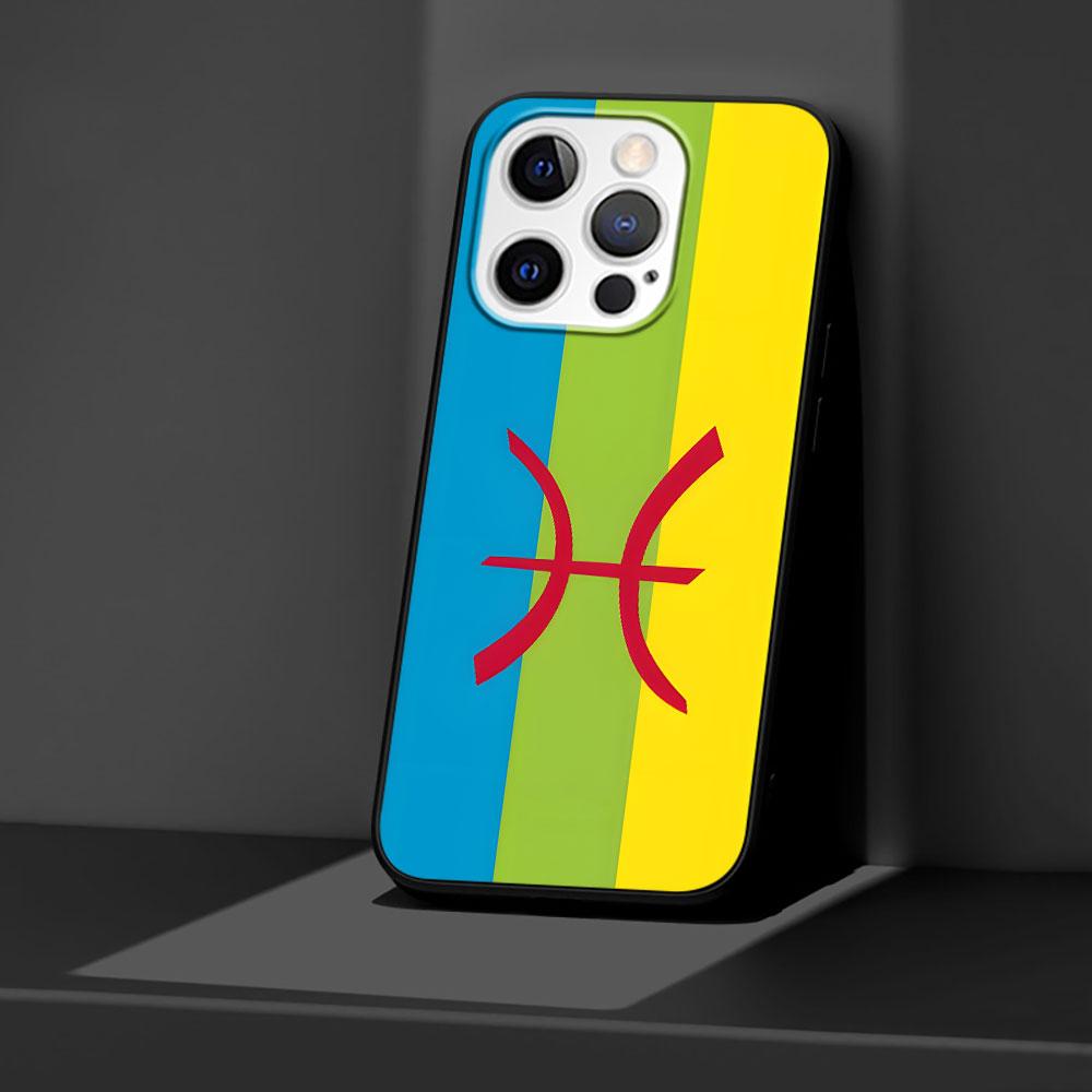Amazigh Berber Flag Case for Apple iPhone 14 11 7 SE 2020 8 X XS 13 12 Mini XR 15 Pro Max Silicone Black Soft Phone Cover