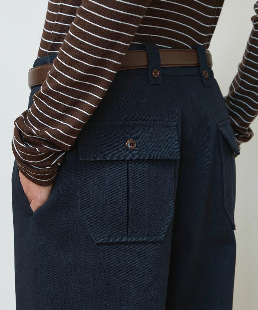 IHR Back Pocket Cotton Pants / Navy