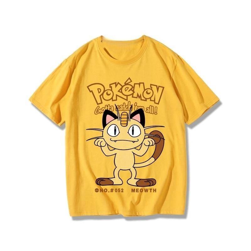 Adult and Childrens Pokémon Cartoon Multistyle Pure Cotton Short Sleeves Loose Casual Couple Tshirts