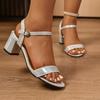 Fashion 2025 Explosive Simple Silver Sandals Summer New One-Word Internet Celebrity Fashion and Versatile High Heels