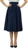 Navy Blue High Waist Denim Skirt A-line Smocked Waist Designer Chic