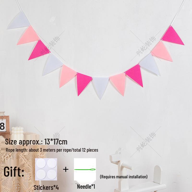 Yellow-Green Felt Pennant Bunting for Kids' Birthday or Kindergarten Decor