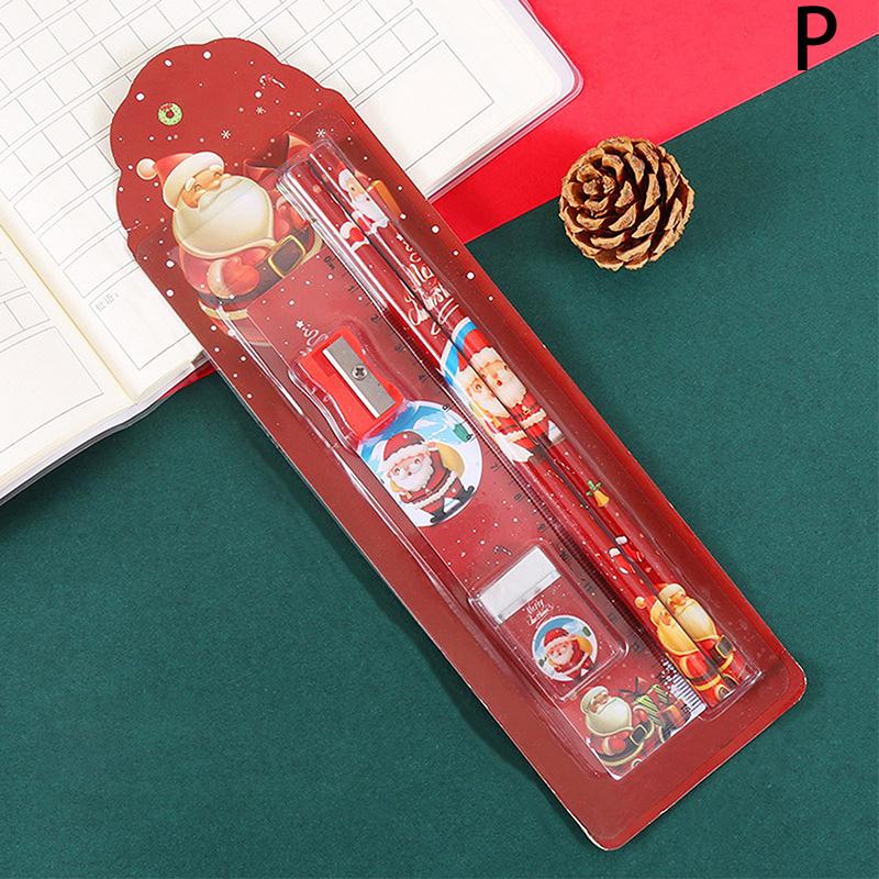1 комплект рождественских канцелярских принадлежностей для детей, мультяшные карандаши, ластик, линейка, блокноты, набор ножей и карандашей, школьные принадлежности, подарок на день рождения