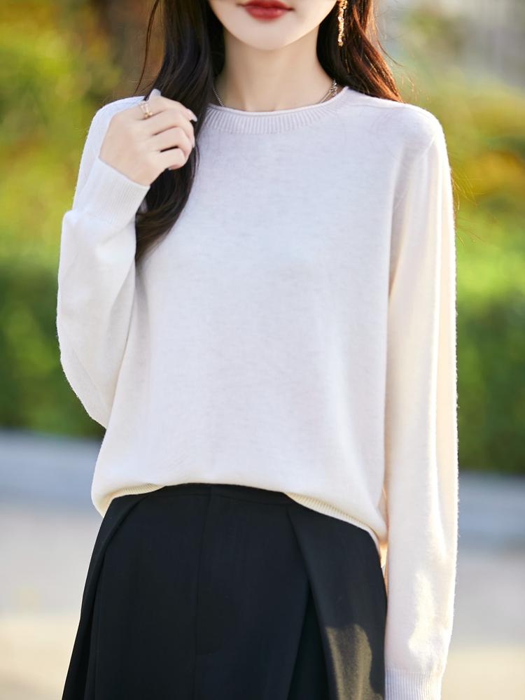 Женский кашемировый свитер Qinghe Cashmere 50% шелк 50% шерсть Осень и зима Кашемировый пуловер Мягкий и теплый