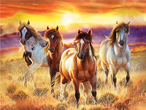 Full Round/Square 5d Diamond Painting Horse Mosaic Sunset DIY Diamond Embroidery Animal Home Decor Craft Kit