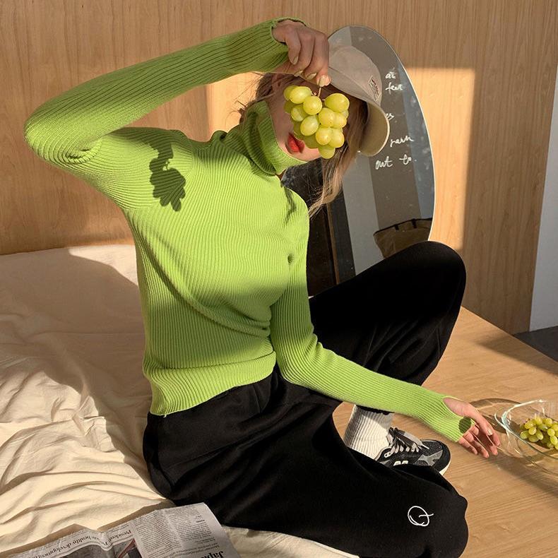 Водолазка женский свитер осень-зима корейский тонкий пуловер базовые топы повседневные мягкие вязаные свитера с длинными рукавами