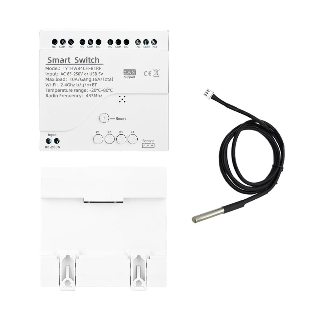 DC 7-32V Tuya Умное WiFi 4-канальное реле с датчиком температуры и влажности Пассивный переключатель с сухим контактом Совместимо с Alexa Alice