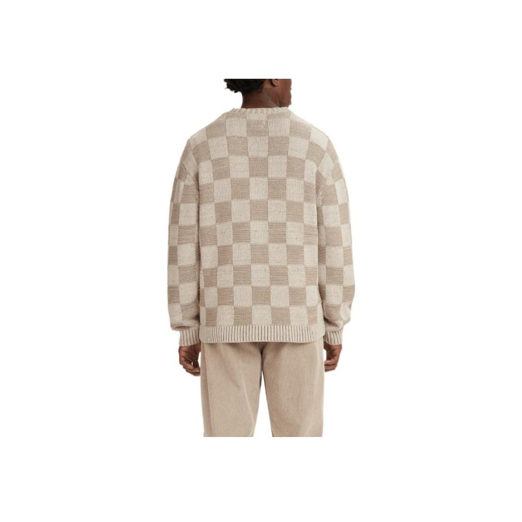 Levis Клетчатый пуловер с круглым вырезом, повседневный свитер с длинным рукавом, мужской свитер, коричневый A3107-0000