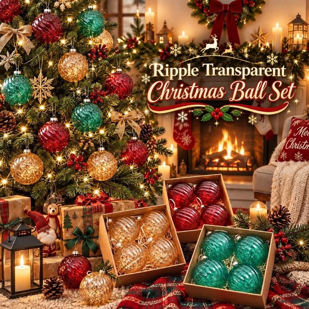Transparent Design Ripple Xmas Ornament PET Material Colorful Hanging Bauble Tree Decor