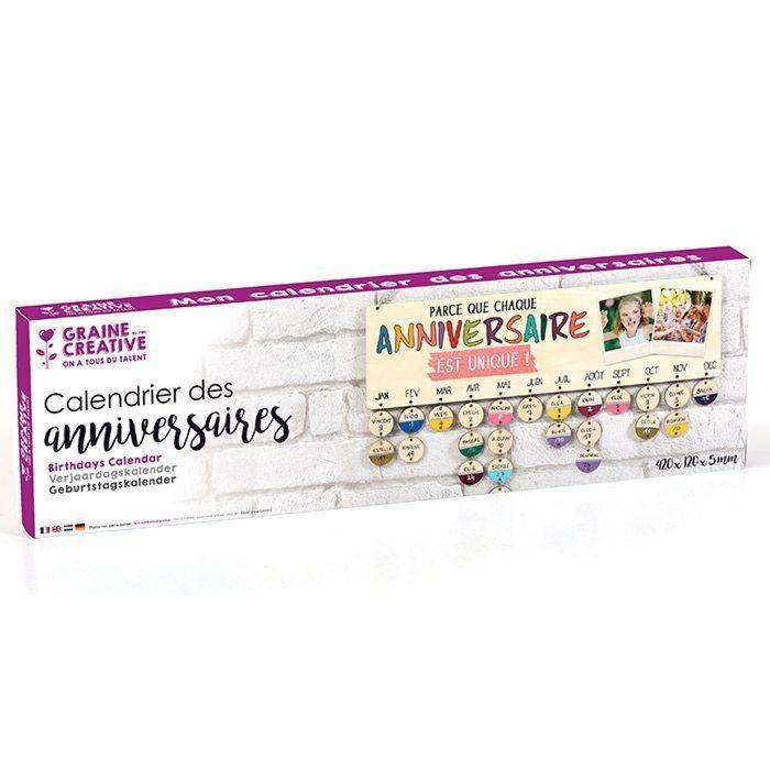 3 calendriers des Anniversaires en bois 40 x 12 cm
