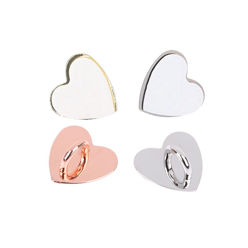 5Pcs Metal Heart Shaped Phone Charm Holder Love Heart Phone Finger Ring / Self Adhesive Mobile Phone Back Stand Hooks