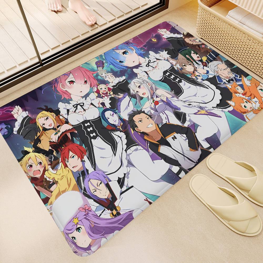 Аниме RE ZERO Кухонный коврик Детская комната Спальня Декорация Балкон Противоскользящий Придверный коврик Гостиная Альфомбра