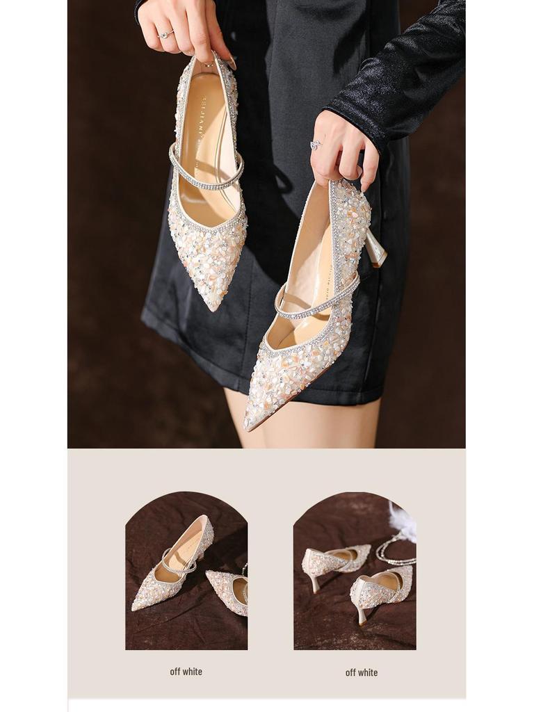BEIJIANI Sheepskin Seashell High Heel Pointed Toe Stilettos - Bridesmaid & Wedding Dress Shoes