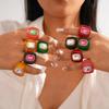 Candy Color Geometric Ring Y2K Classic Big Dome Plain Ring Acrylic Resin Ring Party