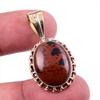 Natural Mahogany Obsidian Gemstone 925 Solid Silver Two Tone Pendant 1.25" P4p25