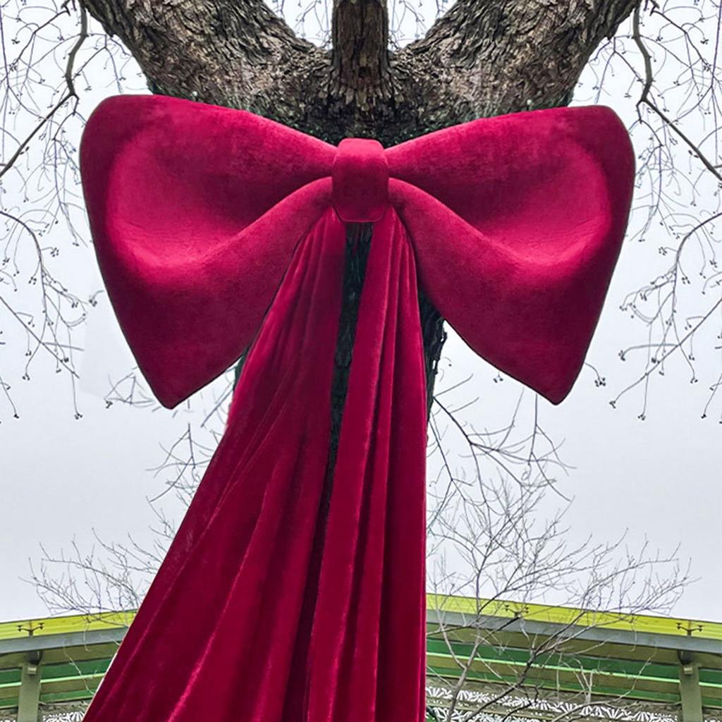 Oversized Red Velvet Bow, 80x150cm Outdoor Wedding Christmas Decor, Valentine's Day Home Party Decoration