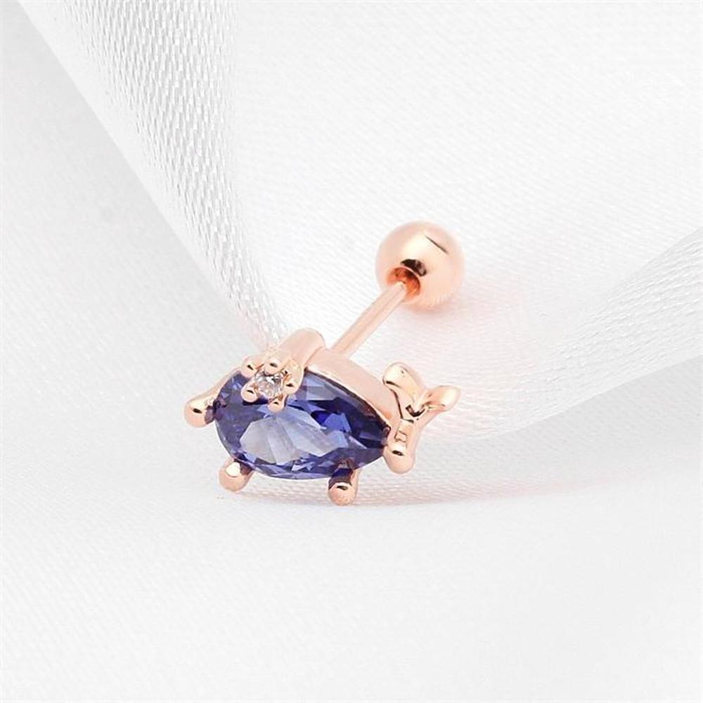 [Onm] Onm 14K Gold Needle Blue Cubic Whale Rose Gold Piercing (S9594165)