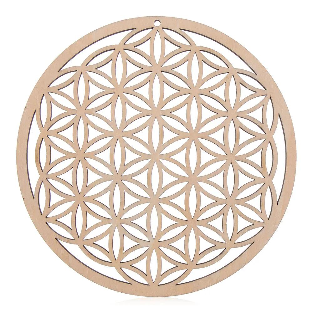 14cm/30.5cm Flower of Life Energy Mat Laser Cut Wooden Crafts Wall Sign Art Home Decor Handmade Coasters Geometry Ornament