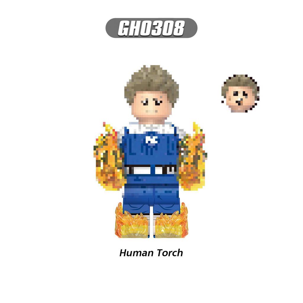Product G0141 Super British Series Dr. Destroy Human Torch Puzzle Assembling Toys Building Block Figure Bag