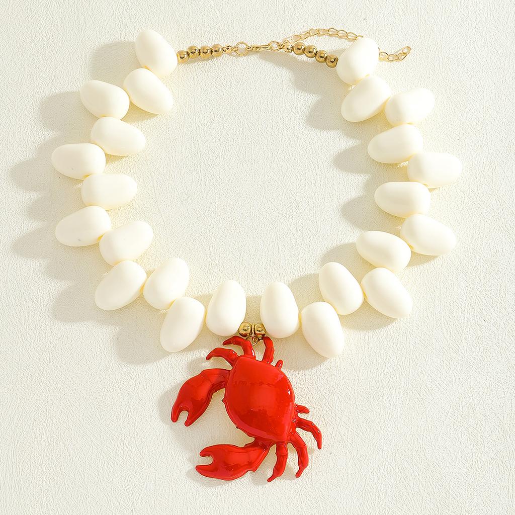 Модное Богемия Ожерелье с Бусинами в Виде Краба Красного Цвета Эмалированный Кулон-Краб INS Персонализированные Украшения Для Женщин Подарок Летний Пляж