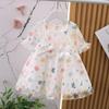 Милое платье для девочек, летнее детское поплиновое платье, сетчатое марлевое платье принцессы