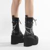 Gdgydh Большой размер 43 Весенне-осенние женские ботинки на платформе с цепями, ботинки в стиле панк, череп, гот, INS, женская обувь для косплея, армейские ботинки