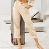 Women's Summer Casual Cotton Linen Elastic Waist Pants Daily Fashion Comfy Pants