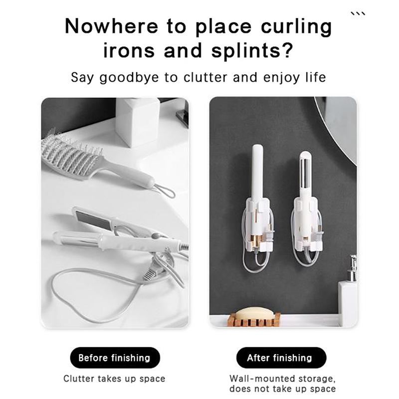 Держатель для выпрямителя для волос, настенный фен, расческа, органайзер для ванной комнаты, аксессуары для дома, инструменты для хранения, перфорация бесплатно