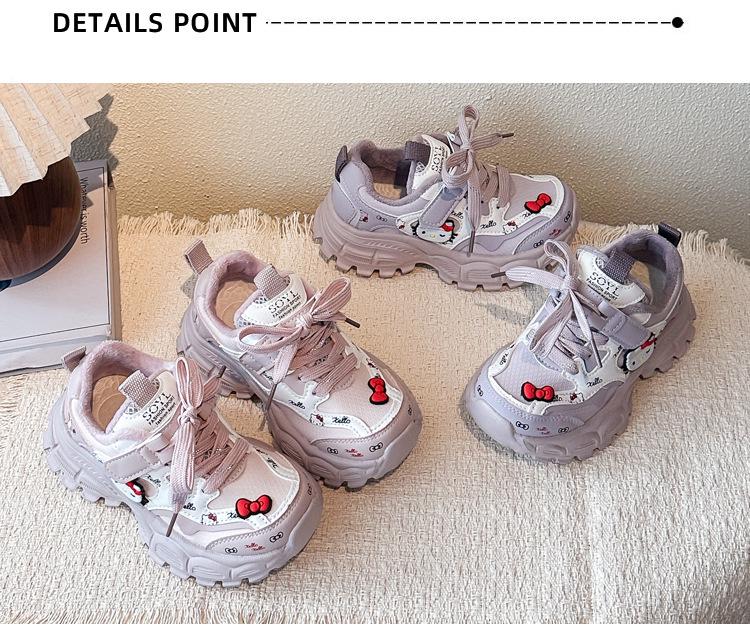 Хлопковые кроссовки в стиле "dad shoes" для девочек с дизайном KT Cat, двухслойный велюр, модные и спортивные, на осень/зиму 2025