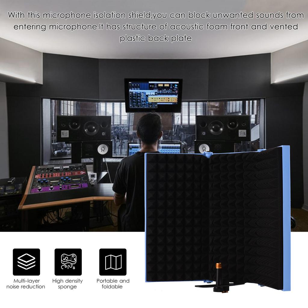3-дверный профессиональный студийный микрофон для записи, изолирующий экран, складной поп-фильтр, микрофон, ветер