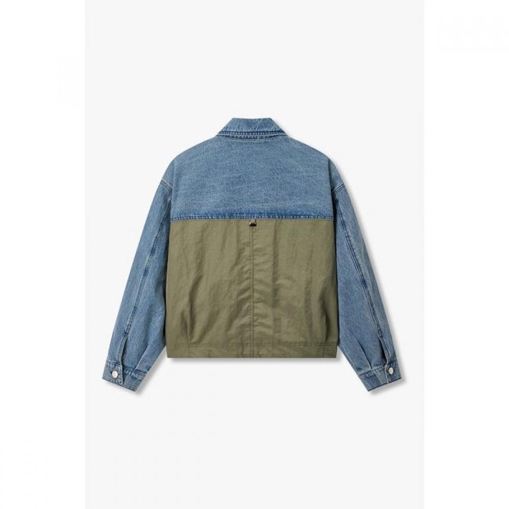 Vov Women Woven Mix Denim Zip Up Jacket 7156210001