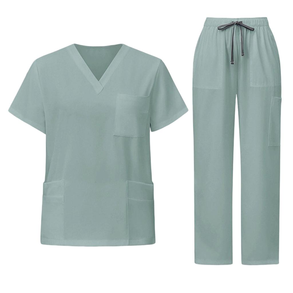 Unisex Loose And Comfortable V-neck Short Sleeved Pants Workwear Beauty Suit Protective Suit Set