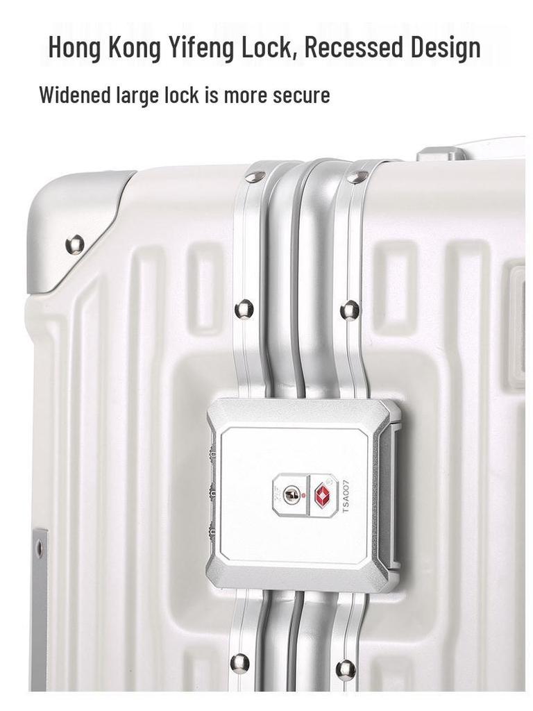 Large 24/26-Inch Multifunctional Aluminum Frame Suitcase with Universal Wheels for Men & Women's Travel